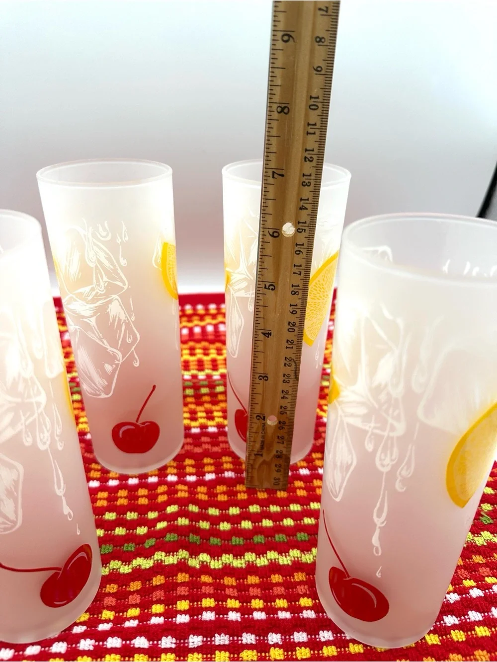 4 Federal Frosted Tom Collin’s, Lemonade Glasses Vintage MCM 50s